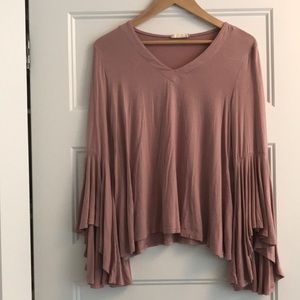 Altar’s State bell bottom sleeve top in dusty pink